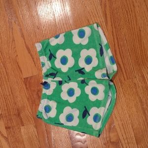 Mini Boden Green Floral Print Toweling Shorts